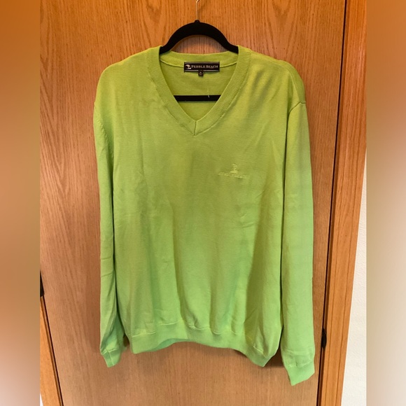 NWT $80 Pebble Beach Sweater v-neck lime green GOLF men’s XL SOFT PIMA COTTON - Picture 1 of 6